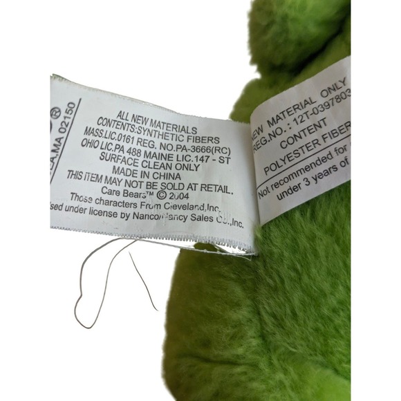 Care Bears Good Luck Bear Plush St Patrick Irish Green Clover 2004 8" Plush Toy - Picture 4 of 5